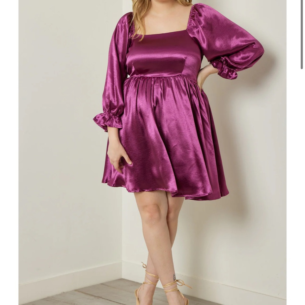 Entro Magenta Satin Dress